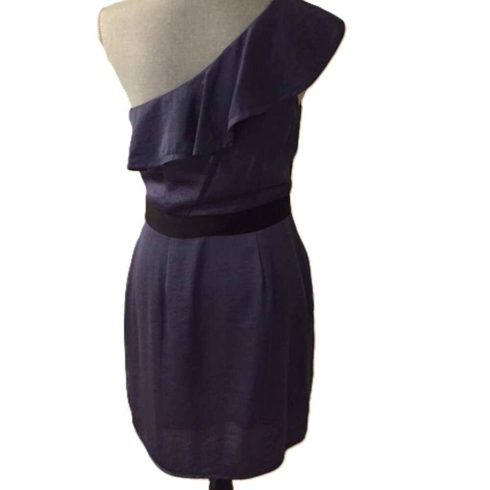 BCBGeneration Blue Smoke Sexy One Shoulder Party Dress w/Ruffle Sz-8 NWT $128.00 - Picture 9 of 9